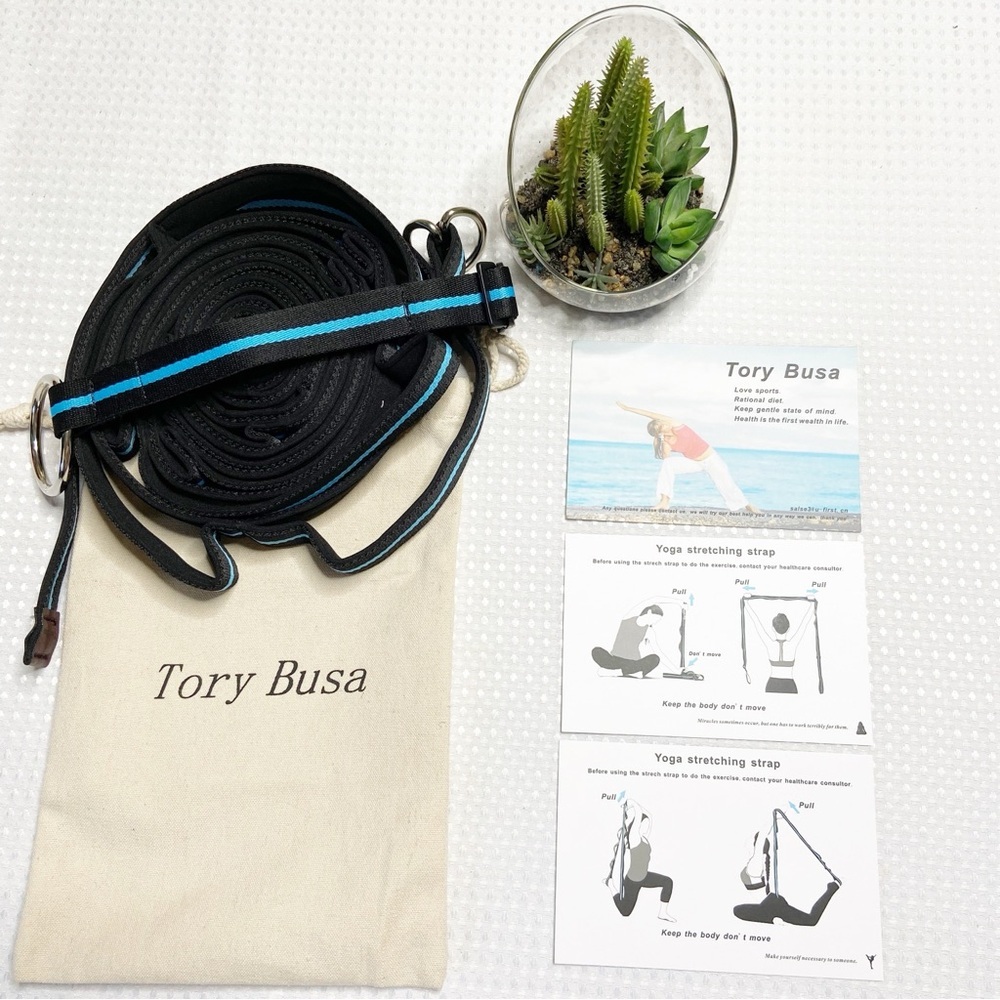 Tory Busa Black Yoga Strap with Blue Accents